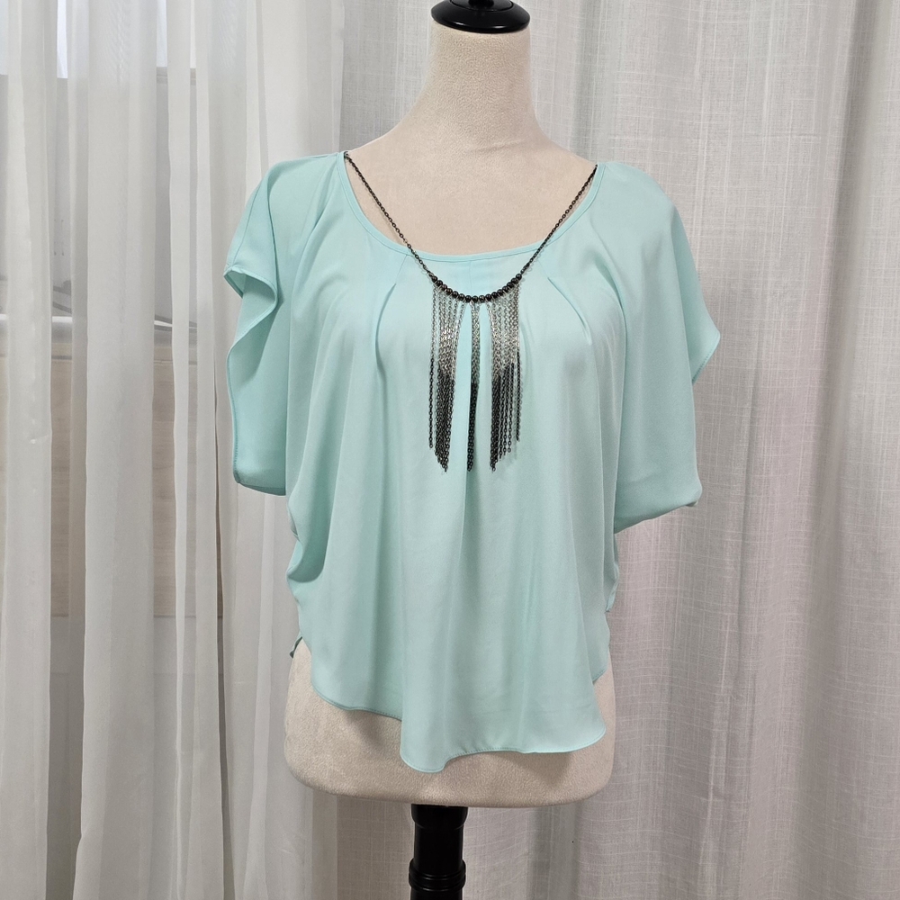 2/$30 A. Byer Pastel‎ Green Cropped Women Top Sz S Flowy Airy Whimsical Romantic